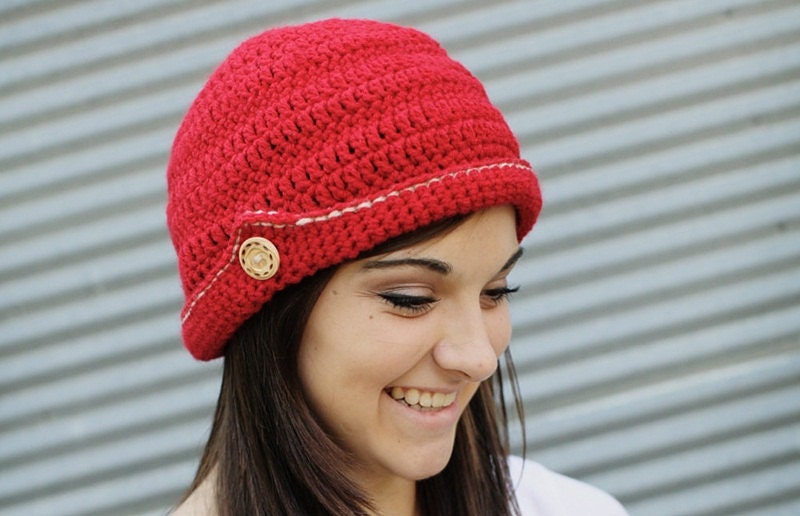 Button Flap Hat, Retro Hat, Hat with Flap, Cloche, MADE TO ORDER,