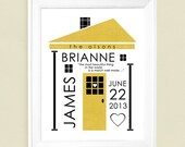 Personalized Wedding Gift or  Family Name House Art Print 8x10