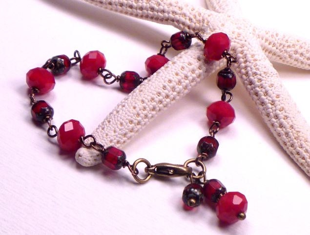 Red Bracelet.  Dainty Bracelet.