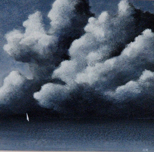 Storm over the ocean original acrylic painting - SeasideStudiosUK