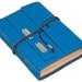 Blue Leather Journal with Tea Stained Pages