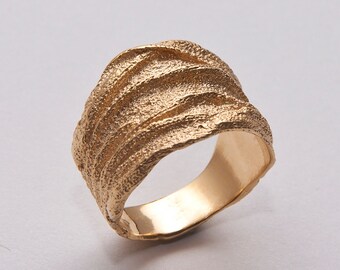 Golden Rag No.3 - 14k Gold Ring , Unisex Ring , Wedding Ring , Wedding Band , Mens Ring