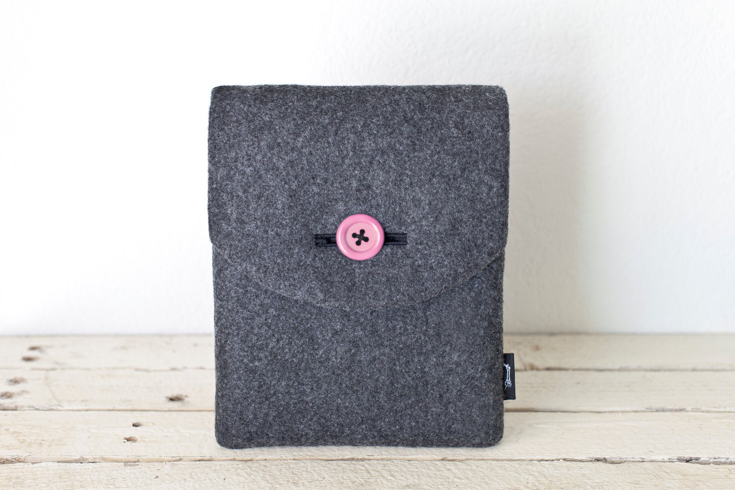 iPad  Mini Case, iPad Mini Sleeve, iPad Mini Cover - "Soul Sleeve" Padded with Pocket - Grey Eco Wool Pink