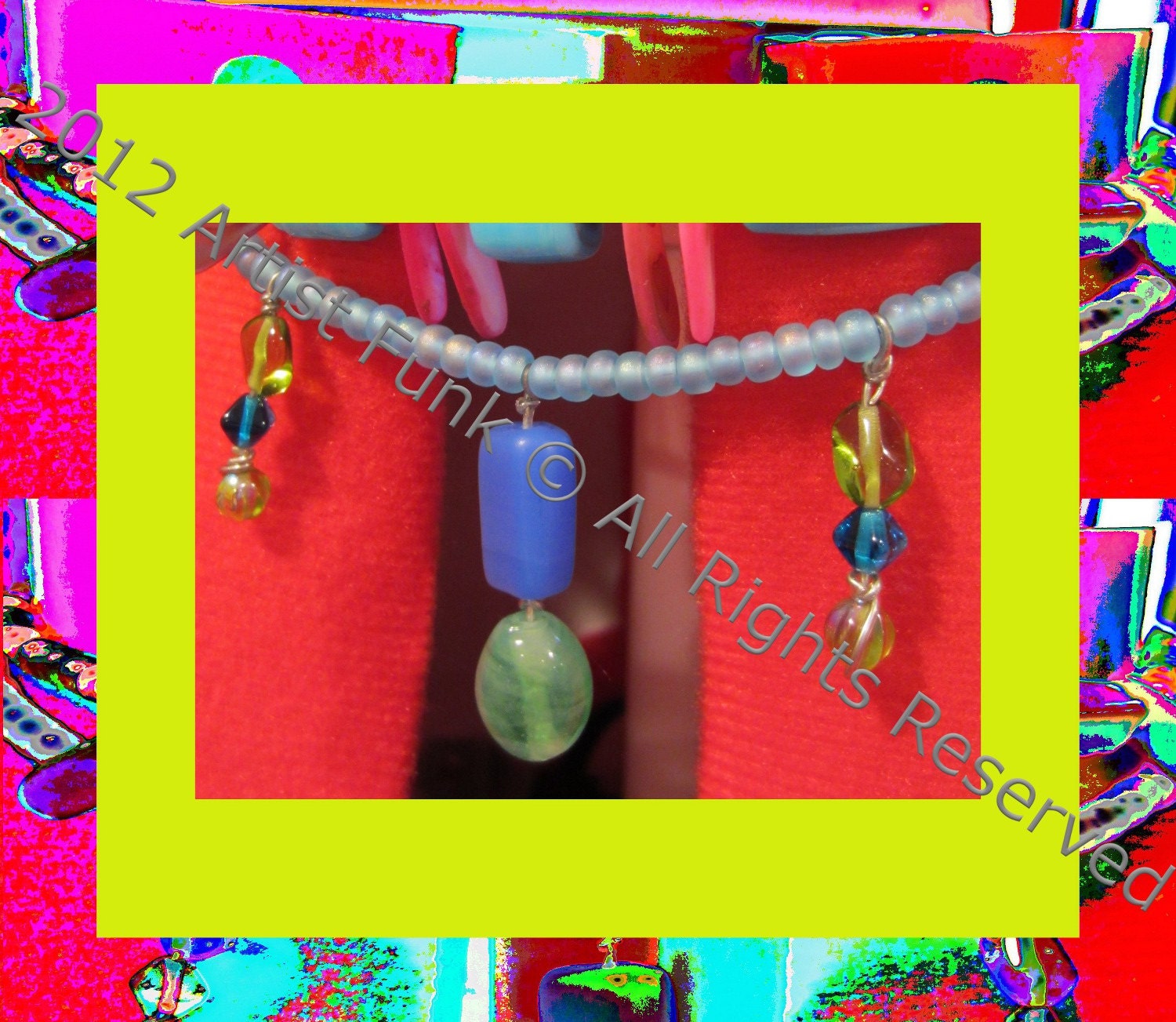 Mother's Day Necklaces, Artistic Jewelry,Handmade Original Jewelry, ,Colorful Green and Blue Beaded Necklace