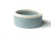 Color Block Jewelry - Blue and White Porcelain Double Stack Rings - Size 6 - Size L