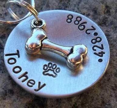 Dog Bone Pet Tag/Tags - Dog Tag  (Silver Soup Bone)