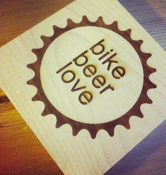Bike. Beer. Love. - Bottle Opener & Coaster in ONE (single coaster)