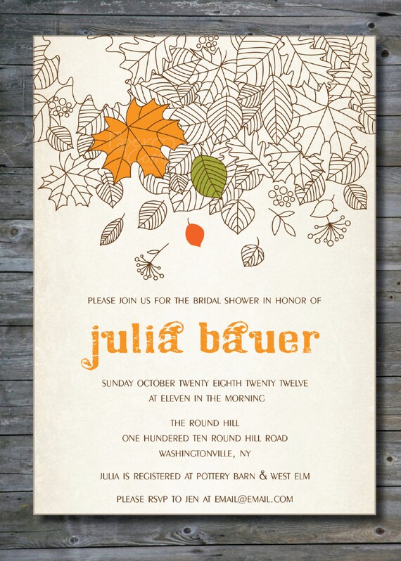 AUTUMN LEAVES Bridal Shower/Baby Shower Invitation Printable diy Customizable Il_570xn