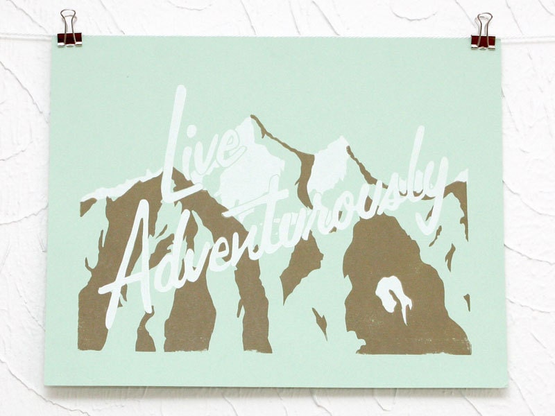 Live Adventurously linocut print