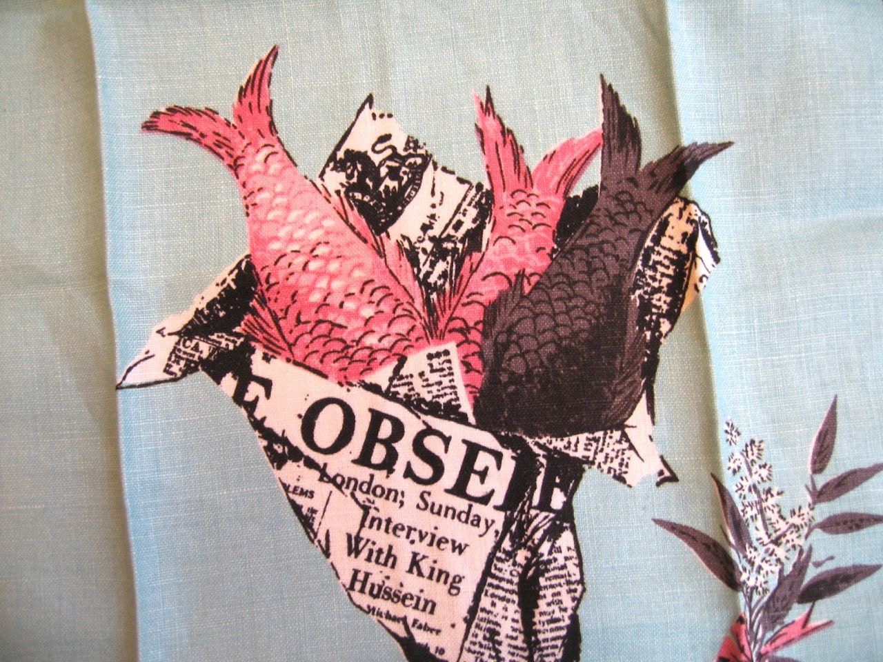 Daily catch. Dated Luther Travis vtg linen kitchen towel, Townhouse, 1956. Mint condition.