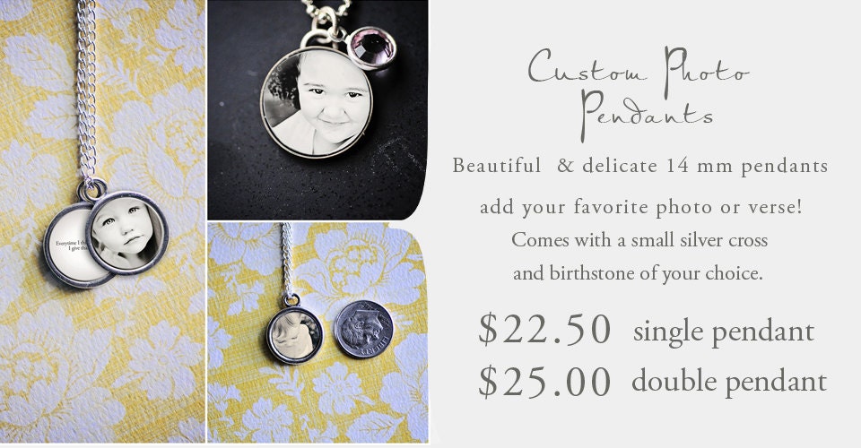 Custom 14 mm Single Photo or Verse Pendant