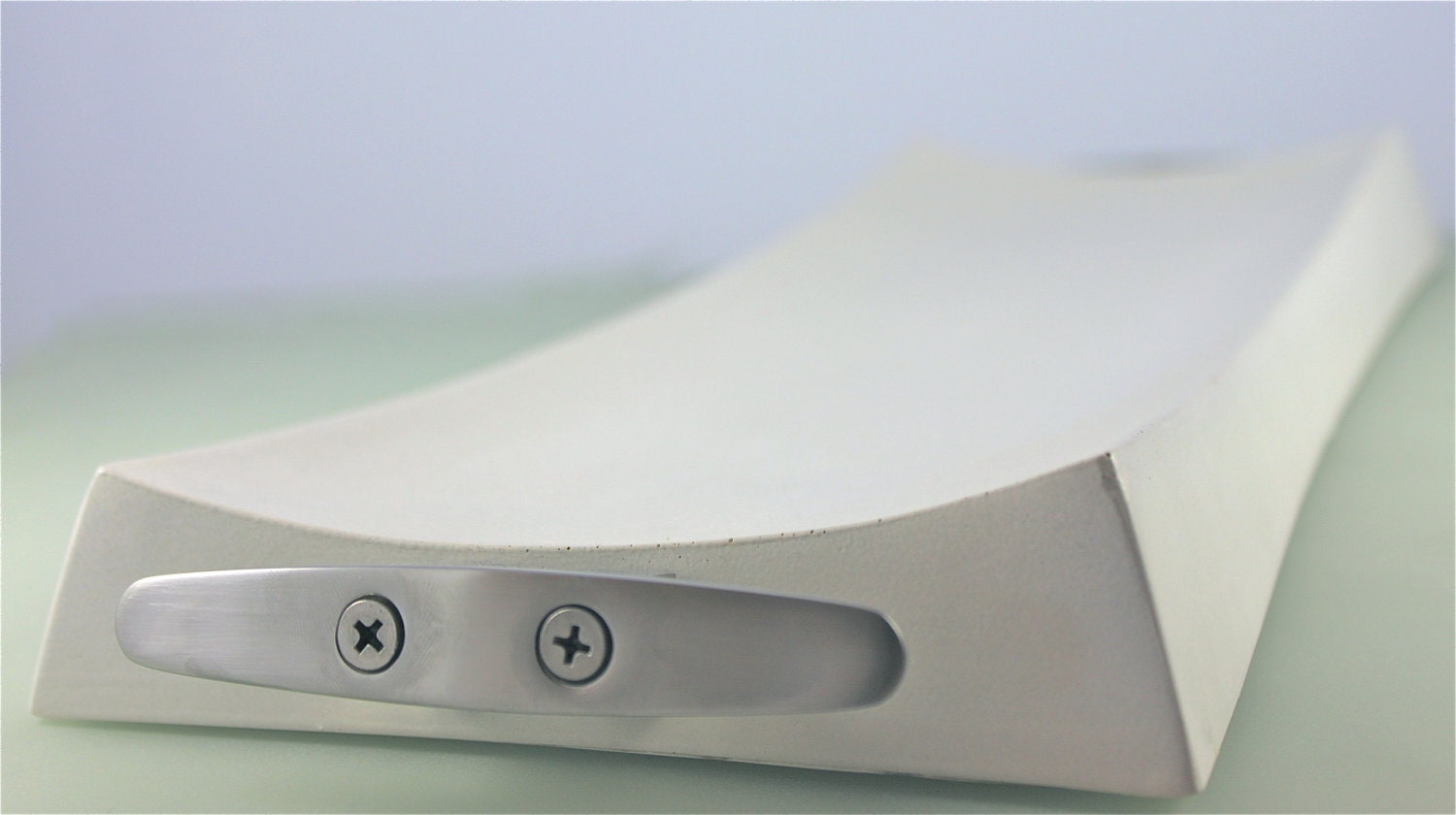 White Concrete Simple Tray with Stainless Steel Cleat Handles. Nautical Tray. Wedding Tray.