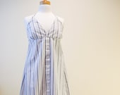 halter OOAK sundress - blue striped,  made from upcycled men's dress shirt