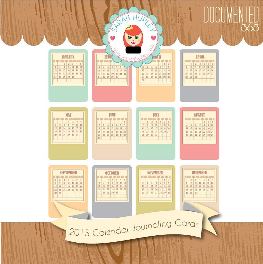 Documented 365 2013 Calendar Journaling Card Kit by Sarah Hurley Digital & Hybrid Scrapbooking / Cardmaking / Crafts