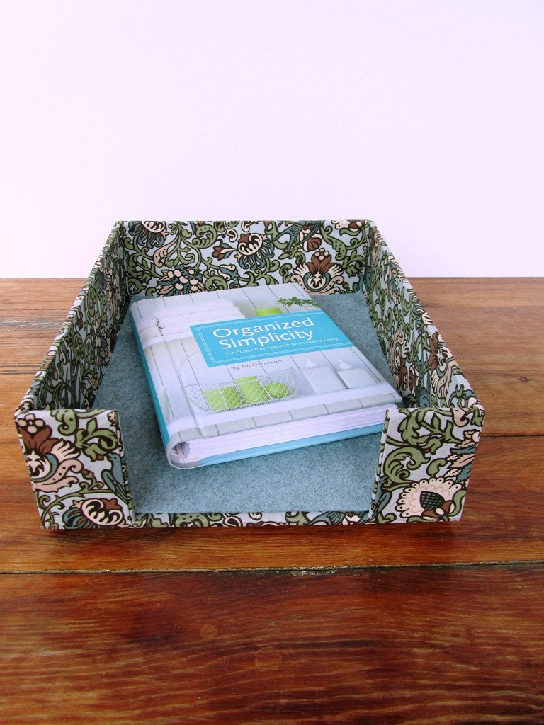 Fabric Wrapped Paper Tray/Inbox for Office, Studio,  or Dorm