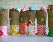 Burlap Wine Bags Colorful Vibrant - Bridesmaid Gifts - Hostess Favors - Bridal Shower