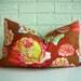 Decorative Pillow Cover Lumbar Cushion - Bright Colorful Floral - Cottage Bohemian Chic - Brown Aqua Mustard Pink Orange 12 x 20