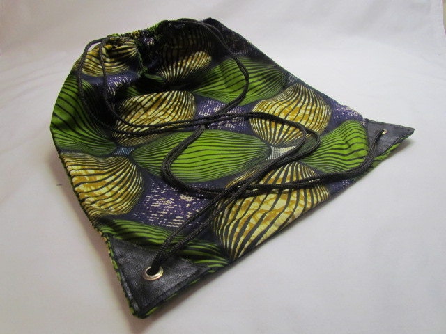 African Print Draw String Backpack