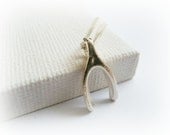 Wishbone necklace in sterling silver - make a wish - delicate modern jewelry - token of hopes and dreams
