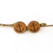 Tobacco Brown Leather Anchor Stud Earrings - Nautical - Surgical Stainless Steel Posts