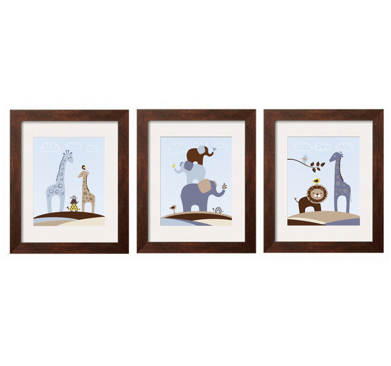 Alphabet, Numbers and Name Print in denim blue brown, tan and a touch of mustard green 11x14 by YassisPlace