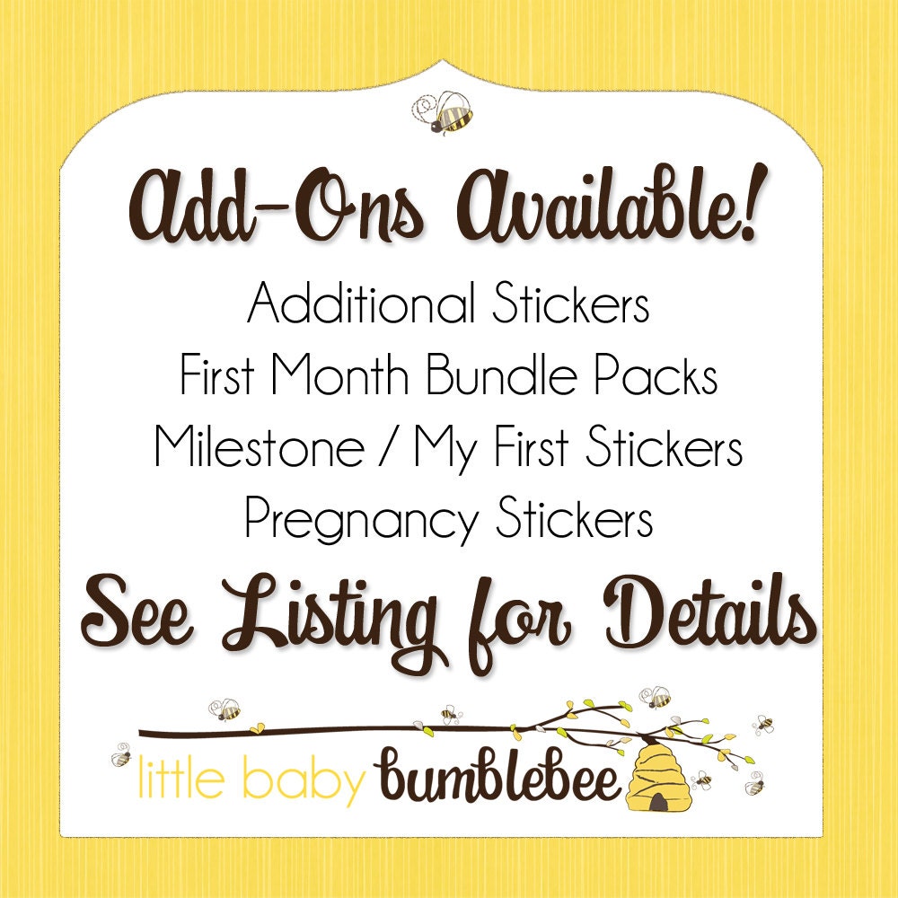 Monthly Onesie Stickers Baby Month Stickers - Ella - Shabby Chic Look with Bows - Great Baby Shower Gift and Photo Prop