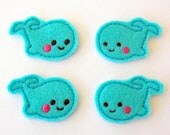 FELTIE Whale - Under the Sea Felt Applique - Sea Creature Embroidered Felt Stitches -Whale Applique (Set of 4)