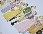 Jane Austen, Pride and Prejudice literary illustration print: 'The Cast of Pride and Prejudice'