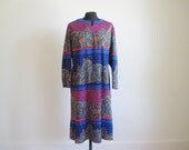 Vintage 60's Multicolored Hippie Boho Dress L-XL