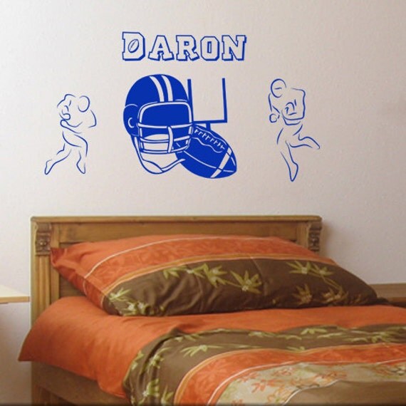 Pesronalized Football theme sports wall sticker vinyl decal sticdker blue