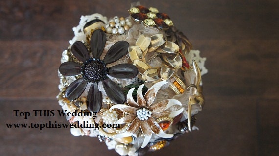 Large Vintage Brooch  Bouquet CUSTOM ORDER - Natural and Gold