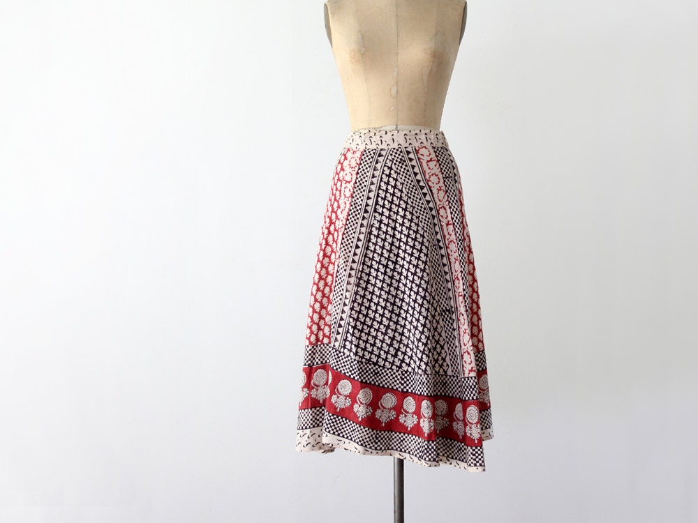1970s Wrap Skirt / Vintage India Cotton Skirt