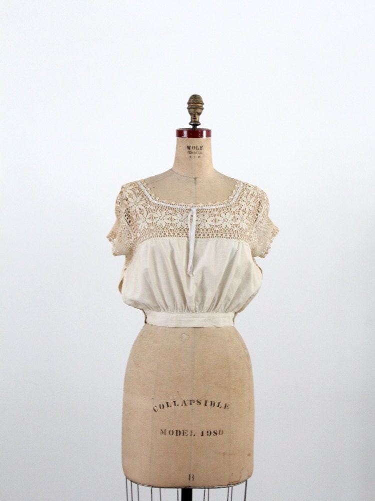 1900s Blouse / Edwardian Crotchet Lace Top