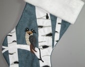 Owl in Aspen Grove Christmas Stocking--Silent Night