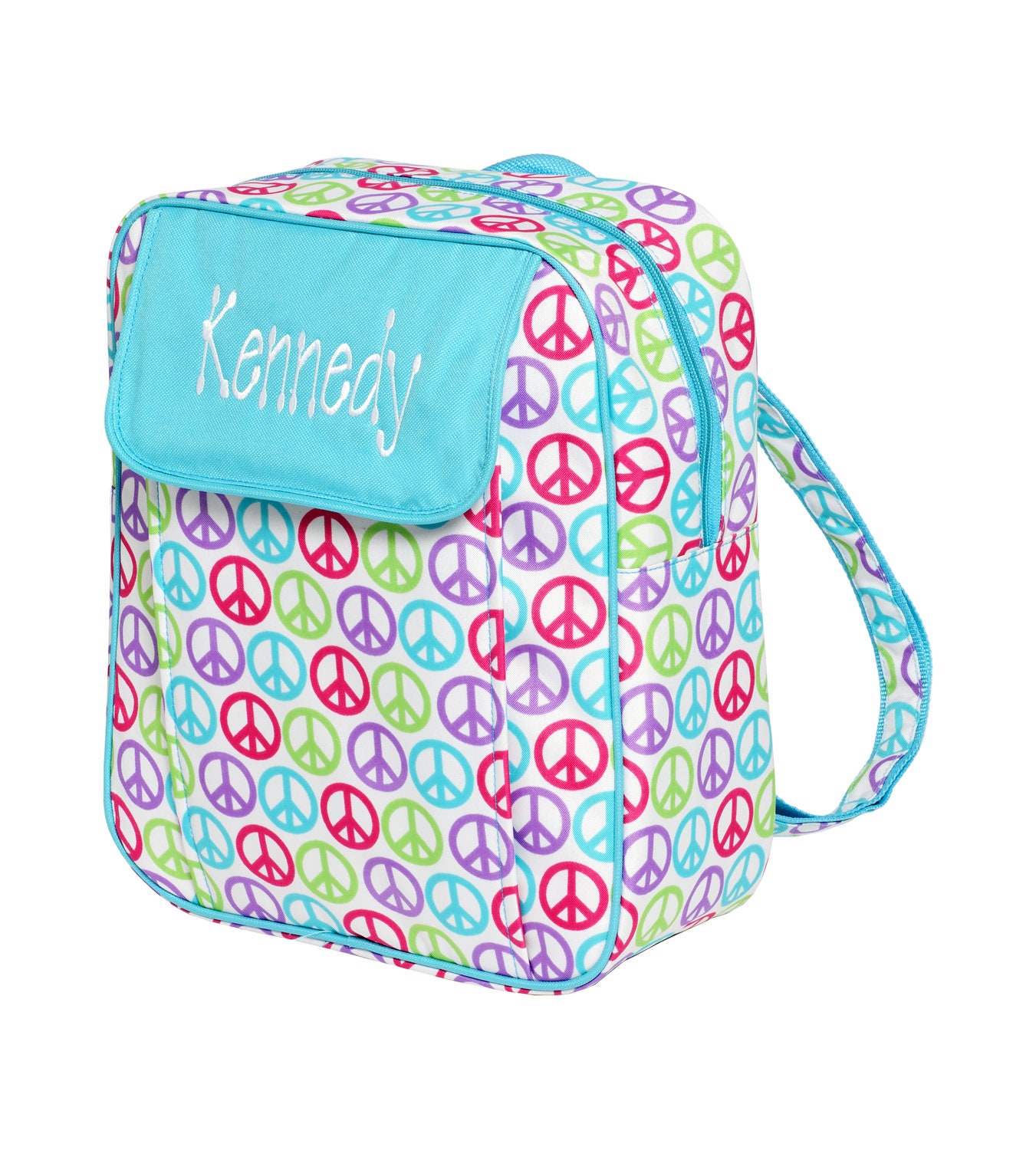MONOGRAMMED Small Preschool Daycare Backpack - PEACE SIGN - Girls