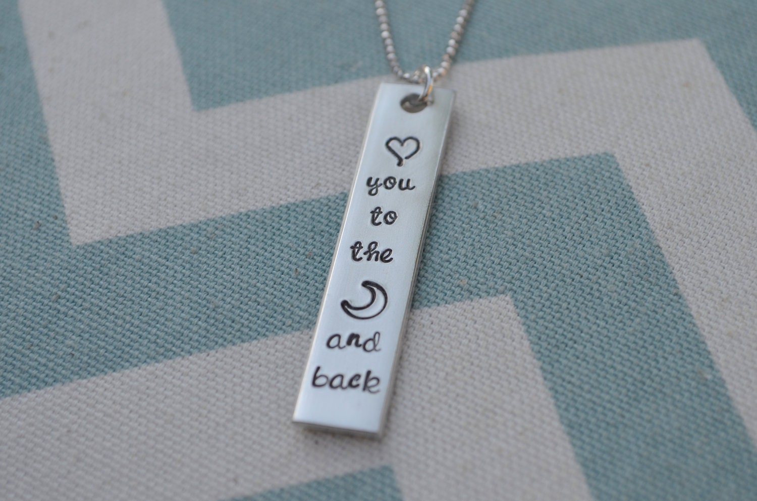 Hand Stamped I love you to the moon and back pendant