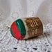Vintage Deer Antler Thimble Red and Green Cap