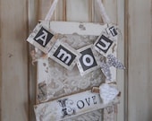 Love Amour Dream Wall Hanging Wall decor Lace Romantic Valentines Day Shabby Romantic