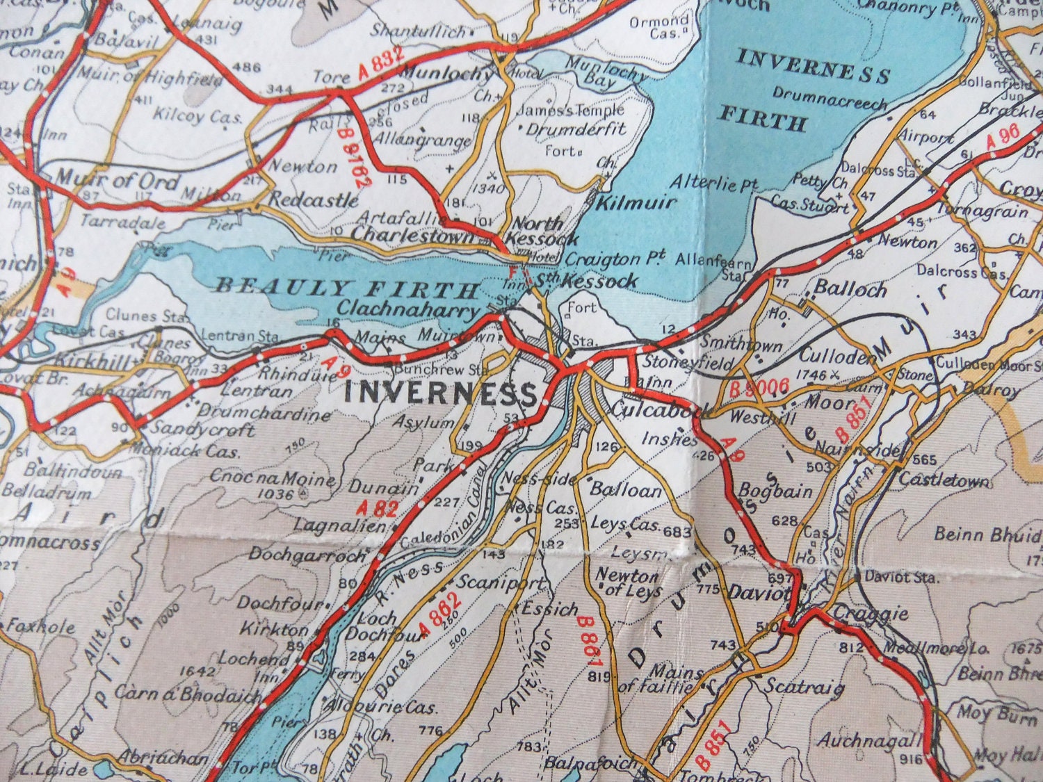 Isle of Skye map - vintage Scotland map - Bartholomews, 1953 - Vintage Scottish map - old map - vintage map - large map
