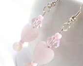 Sparkling Pink Heart Earrings