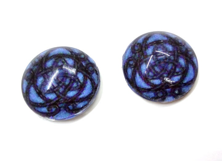 16mm Celtic Knot Glass Cabochons - Jewelry Making Supplies - Set of 2