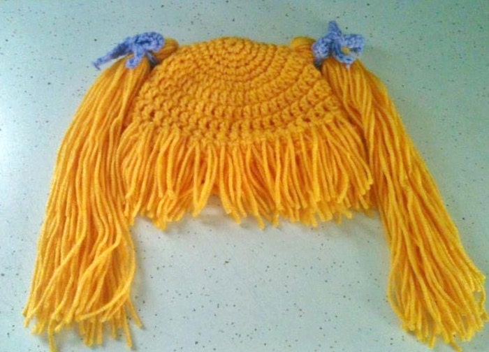 Wig Pigtail Hat - ANY Color- Sizes Adult to Infant