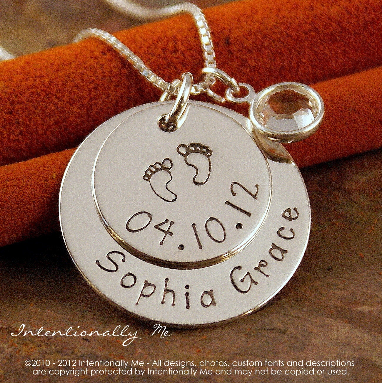 Personalized Necklace - Hand Stamped Mommy Necklace- Sterling Silver Jewelry - My Baby Info Necklace (name and date)