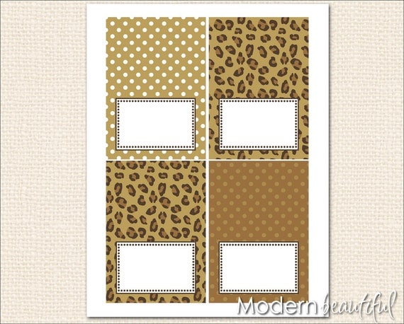 Editable Leopard Brown Polka Dot Chic Party Printable Table Food Labels Il_570xn