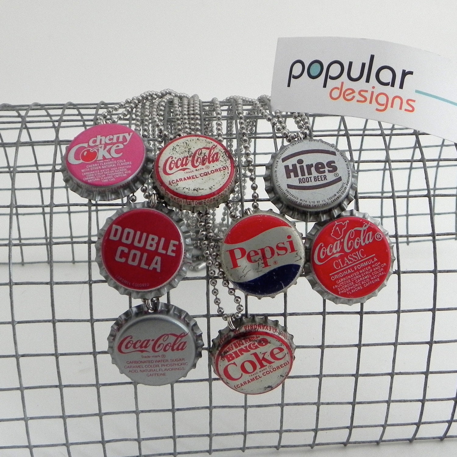 Coca-Cola Soda Pop Bottle Cap Necklace U-Pick Coke Pepsi Squirt