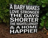A Baby Makes Love Stronger - Large Block Sign - Hand Painted and Distressed