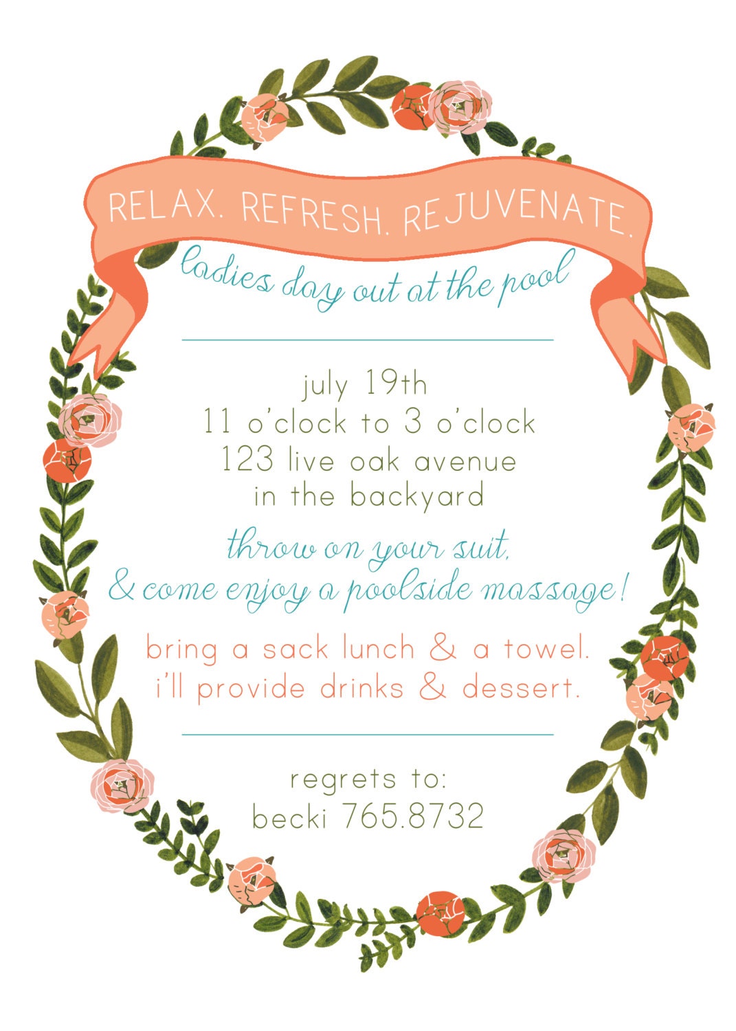 Ladies' Day Out / Pool Party Printable Invitation