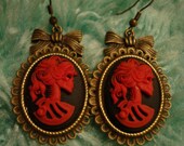 Red and Black Skeleton Lady Earrings