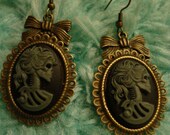 Grey and Black Skeleton Lady Earrings