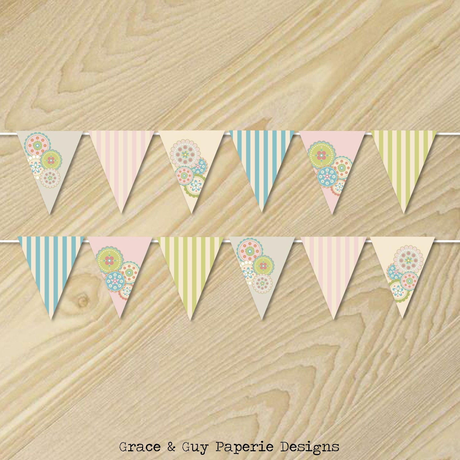 Flower Party - Flower Banner - Paper Bunting Flags